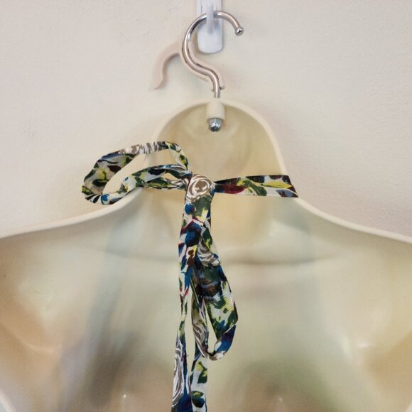 Y2K Papaya Babydoll Halter Neck Tank Top Smoked Boddy RUffle Zip Women S Retro - Picture 12 of 14